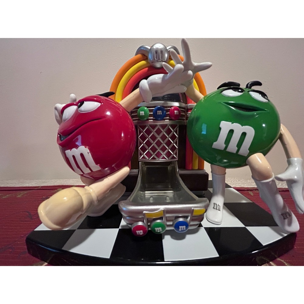 M&M's Jukebox Candy Dispenser Red and Green Characters Vintage Collectible